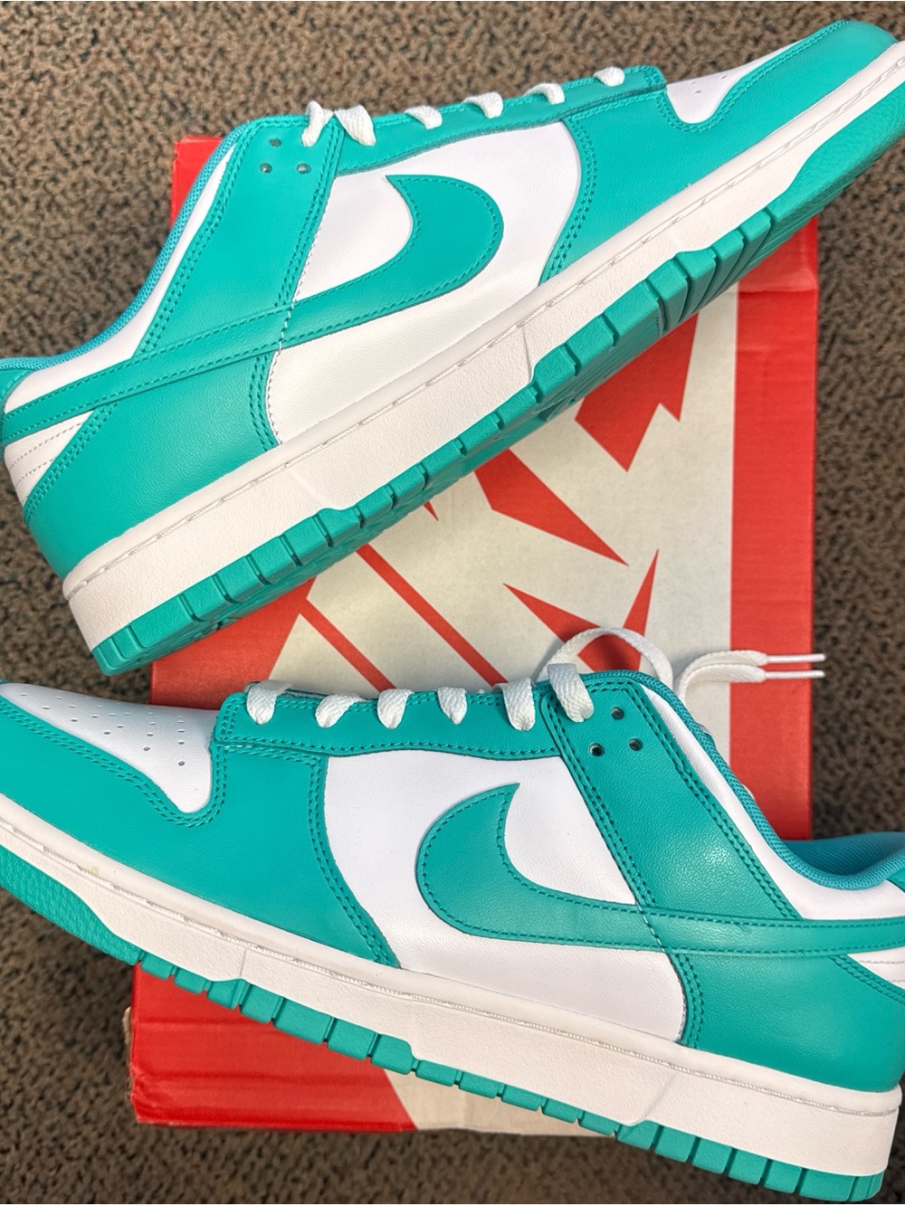 Nike Dunk Low Clear Jade Sneakers in White & Teal